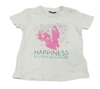 Bílé tričko s třpytkami a potiskem Chicco