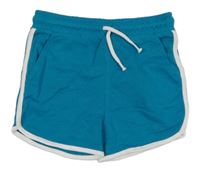 Azurové teplákové kraťasy s bílým lemem George