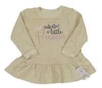 Nové - Béžovo-šedé melírované teplákové šaty s nápisem Nutmeg