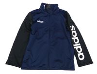 Tmavomodro-černá propínací sportovní mikina s logem Adidas