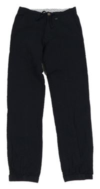 Tmavomodré krepové chino cuff kalhoty 