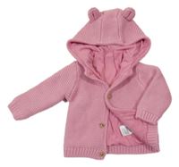 Růžový propínací podšitý svetr s kapucí M&S