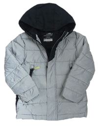 Stříbrno-černá šusťáková zimní bunda s kapucí Primark