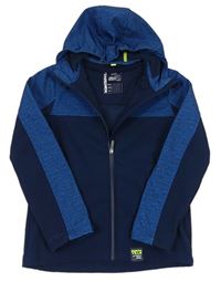 Tmavomodro-modrá softshellová bunda s kapucí C&A