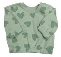 Nové - Světlezelená oversize mikina se srdíčky zn. Primark