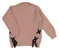 Růžový svetr se šněrováním Pep&Co