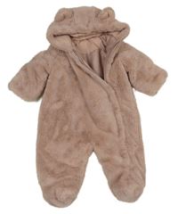 Starorůžová kožešinová zateplená kombinéza s kapucí Matalan