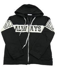 Černo-bílá propínací mikina s nápisem a kapucí Pampella 