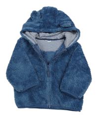 Modrá chlupatá propínací mikina s kapucí Next