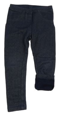 Tmavomodré silnější legíny riflového vzhledu Lupilu 