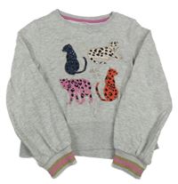 Šedá melírovaná crop mikina s kočkami M&S