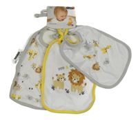 Nové - 3x - Bílo-šedo-žlutý bryndák s lvíčky Ergee 