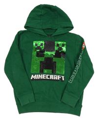 Zelená mikina Minecraft s překlápěcími flitry a kapucí Next