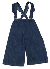 Tmavomodré široké rifle s kšandami Next 