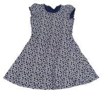 Tmavomodré bavlněné šaty s kytičkami Kids 
