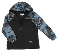 Černo-šedo-modrá šusťáková jarní bunda s kapucí F&F