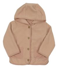 Starorůžová fleecová propínací mikina s kapucí Tu