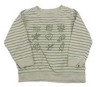 Béžovo-khaki pruhovaná mikina s obrázky Sfera