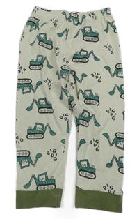 Béžovo-khaki pyžamové kalhoty s bagry