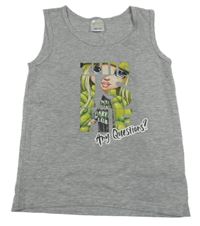 Šedý top s potiskem Rainbow 