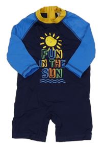 Tmavomodro-modrý UV kraťasový overal s nápisem C&A