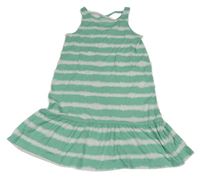 Zeleno-bílé pruhované bavlněné šaty Yigga