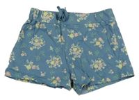 Modré kytičkované bavlněné kraťasy 