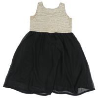 Zlato-černé šifonovo/lehké šaty C&A