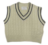 Smetanová copánková vlněná crop vesta Zara