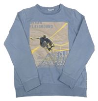 Modrošedá mikina se skateboardistou Name it