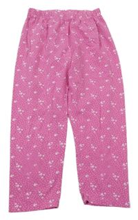 Růžové kytičkované pyžamové capri kalhoty Kids 