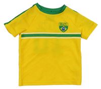 Tmavožluto/zelený sportovní fotbalový dres Brazil a pruhy a číslem Tu