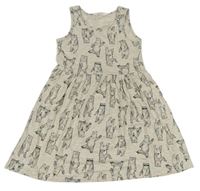 Světlešedo-smetanové melírované šaty s medvídky H&M