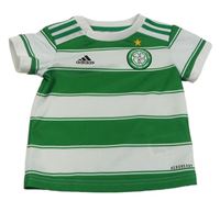 Tmavozeleno-bílý pruhovaný funkční fotbalový dres Celtic Adidas