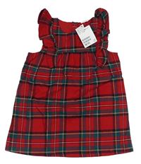 Červeno-kostkované šaty s volánky H&M 