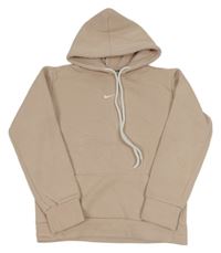 Pudrová teplá mikina s logem a kapsou a kapucí Nike