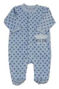 Světlemodrý fleecový overal s hvězdičkami a nápisy early days