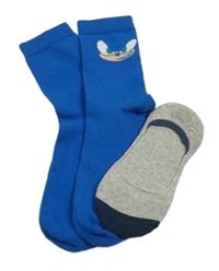 2x - Ponožky - Modré se Sonicem, šedo/tmavošedé neviditelné vel. 27-30