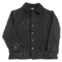 Černá riflová zateplená bunda s prošoupáním a límečkem ZARA