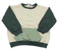 Smetanovo-tmavokhaki mikina s kapsou HEMA