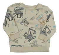 Světlebéžová mikina se stavebními stroji George