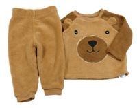 2Set - Světlehnědo-hnědá plyšová mikina s medvídkem + kalhoty PRIMARK