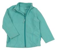 Světletyrkysová fleecová funkční propínací mikina s logem Quechua