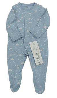 Nové - světlemodrý overal s obláčky a hvězdičkami F&F