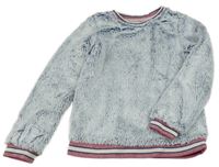 Tmavomodro-bílá chlupatá podšitá mikina s pruhy POCOPIANO