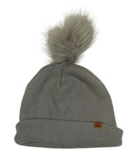 Šedá úpletová čepice s bambulí