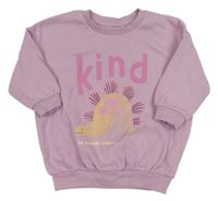 Lila teplákové oversize šaty s dinosaurem a nápisy George