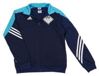 Tmavomodro-azurová thermo propínací mikina se znakem Adidas