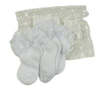 Nové - 5x - Bílé vzorované ponožky s tylovými volánky