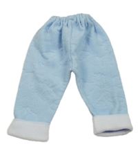 Světlemodro-bílé fleecové kalhoty s pejsky